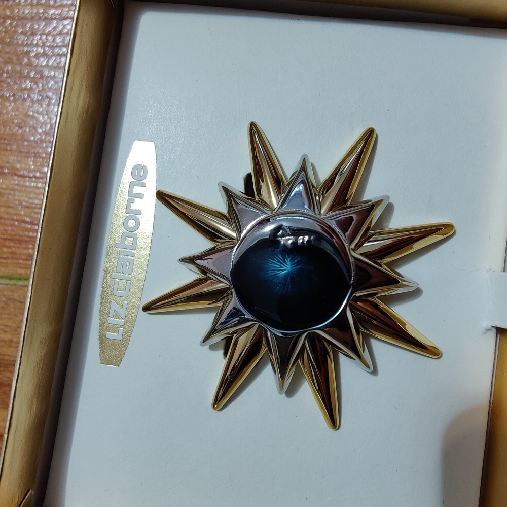 LIZ Claiborne Crescent Moon & Sun  Pin vintage Brooch